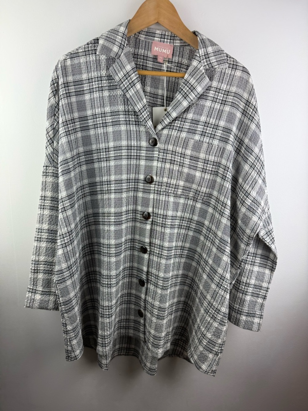 NWT Show Me Your Mumu Lorolie Tunic Plaid Shirt Dress XS Fits Medium Large